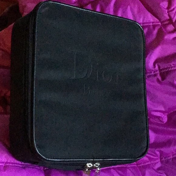 NEW DIOR BLACK BEAUTY CASE w/ SILVER “DIOR BEAUTY” ZIPPER PULLS (2) - Picture 9 of 15